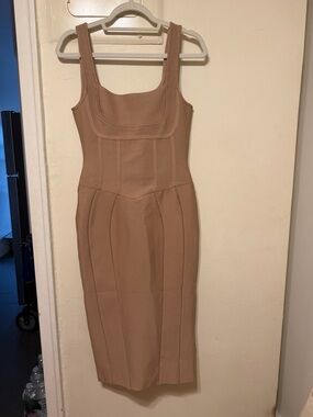 SHEIN Taupe Sculpted Midi Dress